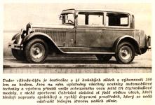 Dvoudvéřový zavřený vůz Škoda 645 na upoutávce v časopisu Domov a svět 1929