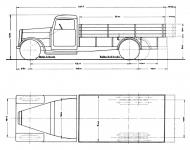 Hansa-Lloyd nákladní typ 2½ tuny - rozměrový náčrt.