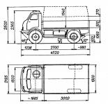 Z rozměrového náčrtu je zřejmé, že se jednalo o náklaďák bezkapotového provedení, s motorem uvnitř kabiny pro pouze dvoučlennou posádku.