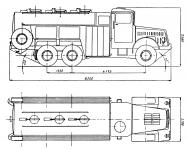 Cisterna Tatra 111 C - rozměrový náčrt.
