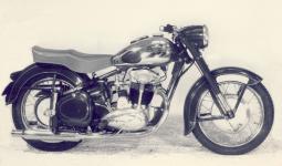 Jawa 500 OHC typ 02 z roku 1957, posledn proveden s velkmi bubny a dvojsedlem  labut pse tytakt v echch