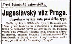 Takhle o zahjen vroby pragovek v Jugoslvii referovaly noviny 