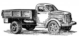 Pérová kresba valníku GAZ-51, otištěná v časopisu Svět Motorů v roce 1950.