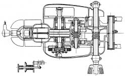 Vodorovný řez motorem Jawa J-551 - tovární kresba
