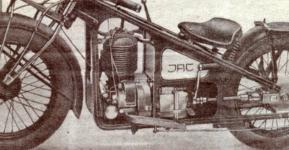 Dobový inzerát ze začátku třicátých let, na kterém je dobře vidět levá strana motocyklu.