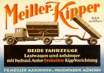 Prospekt na tstrann hydraulick sklpc zazen Meiller - Kipper, vydan v roce 1935.