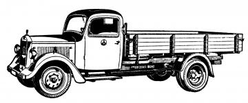 Mercedes 2,5 tuny v reklamn kresb, uveejnn v s. asopisu Motor Revue v roce 1942.