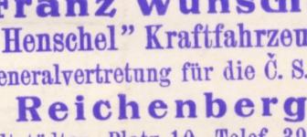 Raztko libereck firmy Franz Wnsche, potvrzujc, e sdlo generlnho zastoupen nklak Henschel pro .S.R. bylo v 