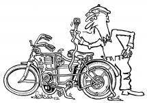 Krom sbrn motocykl, psan a cestovn, bav Petra Holka kreslen vtip a dal vtvarn aktivity. I v tto oblasti grafik-samouk Holek vzbuzuje zaslouenou pozornost. Tuto kresbu dlal pro propagaci nov vypsan tdy emen pi Veteran rallye Kivonoska.