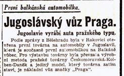 Takhle o zahájení výroby pragovek v Jugoslávii referovaly noviny 