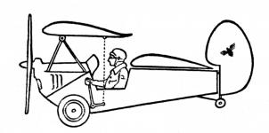 Pvodn Mignetova kresba schematickho uspodn Nebesk Blechy s vyznaenm, jak se dilo stoupn i klesn naklpnm pednho kdla